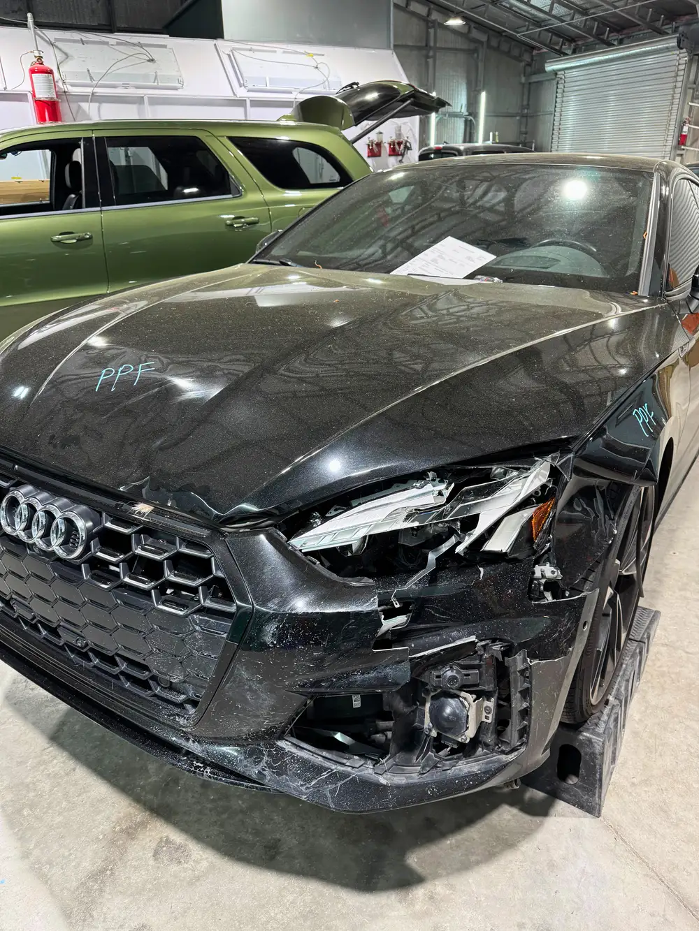 Audi S5 front collision damage before repair Charleston SC