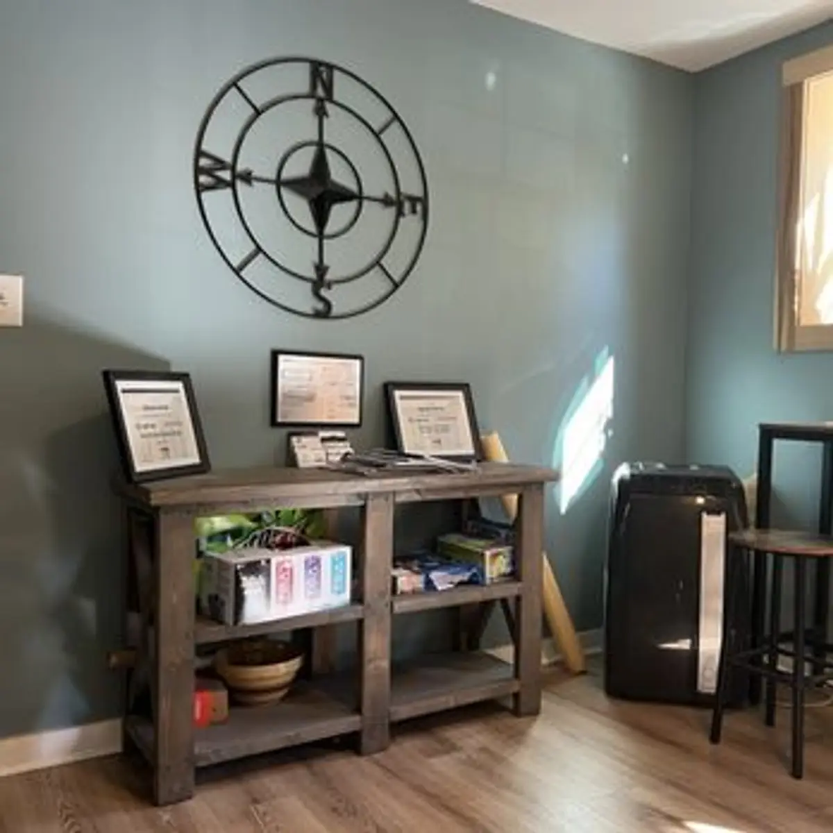 Compass Collision waiting room certifications wall Charleston SC