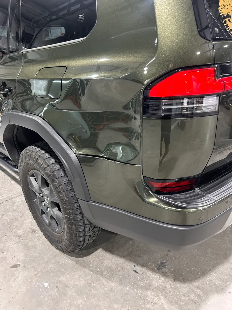 Green Lexus SUV before collision repair Charleston SC