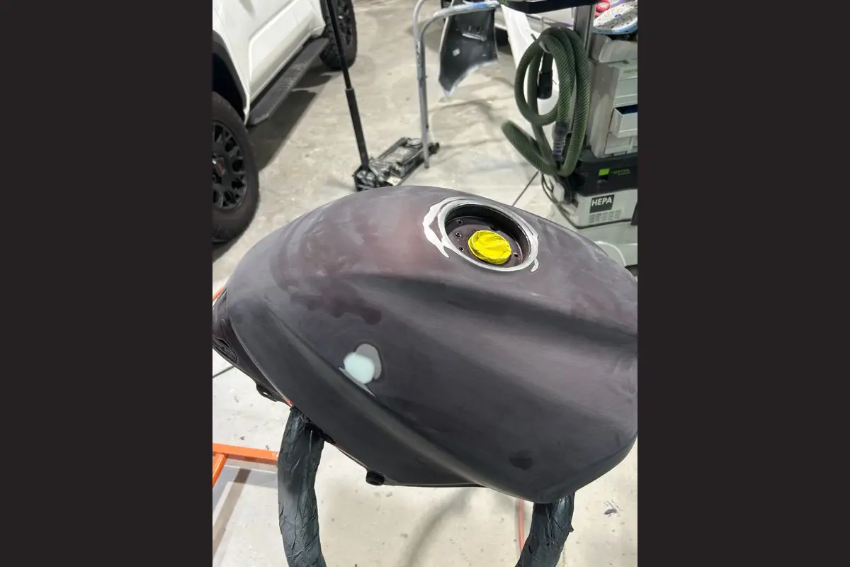 Motorcycle tank before custom paint Charleston SC